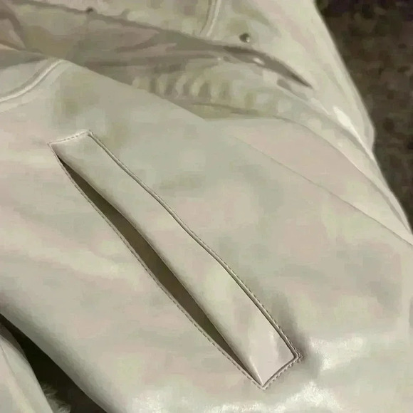 Maeve by Anthropologie ivory women's Oversized Faux Leather Bomber Jacket size L - Picture 11 of 13